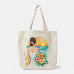Custom design Beige Color Wholesale Large Beach Cotton Canvas Tote <b>Bag</b> With Custom Logo Printing for Shopping - Product Image 1