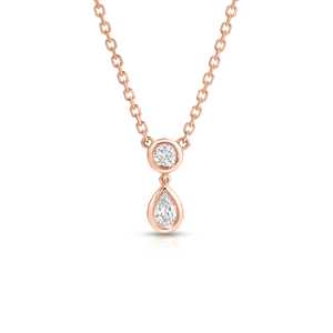 จี้เพชรทรงหยดน้ำแบบฝังขอบ สร้อยคอทรงหยดน้ำขนาดเล็ก ทองคำแท้ 14k 18k รูปทรงลูกแพร์และทรงกลม เพชรเพาะเลี้ยง สำหรับผู้หญิง ผู้ผลิตขายส่ง - Product Image 5