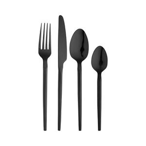 Set de couverts design noir fini avec poignée gravée couverts de luxe pour dîner fête mariage affichage cadeau vaisselle - Product Image 1