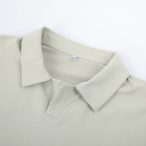 T-shirt de golf OEM uni teint pour homme, personnalisé avec logo, manches courtes, respirant, col en V, tissu jersey décontracté de haute qualité 180g - Product Image 6