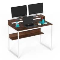 Escritorio Moderno, Seguro y Elegante para Computadora Portátil y de Estudio Corbyn Plus con Soporte para Monitor, Estantes y Almacenamiento para Libros, para el Hogar y la Oficina