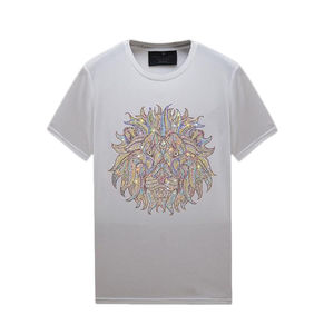 T-shirts en toile unie respirants et personnalisables pour hommes, avec strass, col rond, qualité supérieure, vente en gros, OEM - Product Image 4