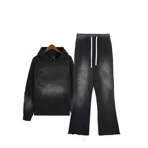 Conjuntos de Ropa para Hombre, 100% Algodón, Alta Calidad, Cálidos, Color Naranja, Pantalones Deportivos con Cintura Ajustable, Sudadera con Capucha y Logotipo Personalizado, Conjunto de Dos Piezas - Product Image 2