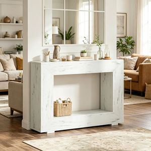 Table console de luxe rustique moderne de 47,2 pouces avec finition miroir, meuble d'appoint pour entrée d'appartement avec rangement - Product Image 5