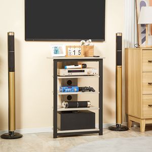 Mobile TV ad Angolo con Pannello in Legno e Ripiani Portaoggetti per TV da 29 Pollici, Colore Grigio Acciaio - Product Image 2