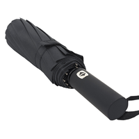 Parapluie pliant automatique à trois sections, 108 cm, 12K, à double nervure, noir enduit, avec logo personnalisé, idéal pour adultes, voyages et cadeaux d'entreprise – Vente directe usine