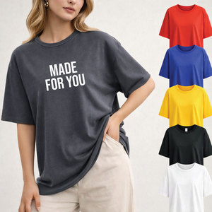 Camisetas con efecto acid wash para mujer, transpirables, personalizadas, estilo vintage, informales, oversize, lisas, al por mayor - Product Image 2