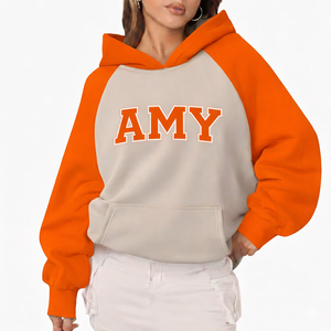 Sudadera con capucha oversize elegante para mujer, de hombros caídos, de forro polar tejido, larga, holgada, corte casual, cálida, con logo frontal, para invierno - Product Image 2