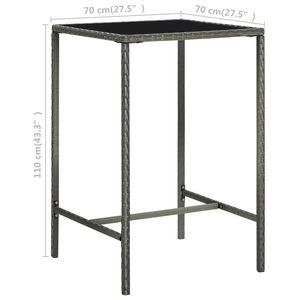 Medium Durable Grey PE Rattan <b>Square</b> <b>Bar</b> <b>Table</b> Patio Furniture - Product Image 6