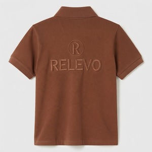Relevo <b>Men's</b> Logo Short Sleeve Polo <b>Shirt</b> Regular Fit Casual Style <b>Brown</b> Color - Product Image 2