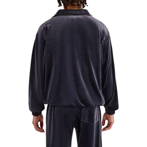 Ensemble de survêtement d'hiver en velours rouge pour homme, ensemble de luxe en velours épais, sweat à capuche et pantalon de jogging, deux pièces, streetwear tendance, logo personnalisé, confortable - Product Image 2
