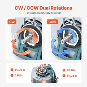 Motore per Ventilatore da Forno Monofase 1/2 HP 1720 RPM, Diametro Albero 0,5 Pollici, Lunghezza Albero 1,6 Pollici, 115V 7,1A, Trasmissione a Cinghia, Ventilatore da 1,6 Pollici - Product Image 6