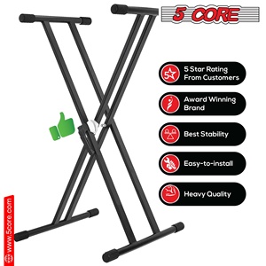 5 Core Keyboard <b>Stand</b> Dual X Shape Gear Adjustable Foldable Portable Key Board DJ <b>Controller</b> <b>Stands</b> - Product Image 4