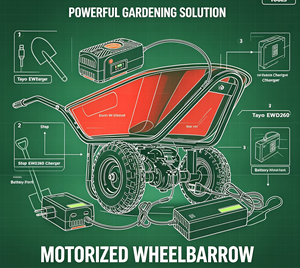 TAYO Chariot à roues électrique en métal, benne basculante, 100L, batterie au lithium 350W, autonomie 40km, équilibré, facile à manipuler, en provenance de Malaisie - Product Image 1