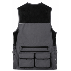 Gilet de chasse respirant en polyester pour homme, couleur unie, sans manches, ceinture ajustable, plusieurs poches, vêtements d'extérieur pour le printemps - Product Image 2