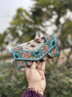 Dompet Kulit Sapi Asli Ukiran Tangan Desain Baru, Dompet Genggam Bergaya, Dompet Kulit Barat Multifungsi
