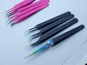 Vired Impex High Quality Precision Serrated Tip Stainless Steel Curved Tweezers Custom Logo for 3D Volume Eyelash Extensions - Product Image 5