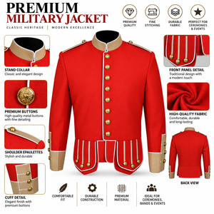Veste écossaise en mélange de laine avec bordure blanche, motif Highland rouge, patchwork, écologique, antibactérienne, vente en gros - Product Image 1