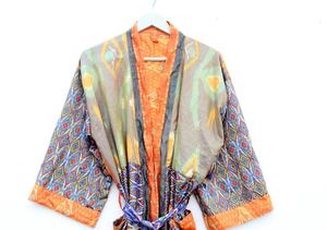 Kimono de seda para mujer, Kimono Vintage, Kimono largo para mujer, Kimono de seda polivinílica - Product Image 4