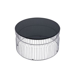 Tavolino da Caffè CT901 Moderno Contemporaneo con Base in Metallo e Piano in Vetro Temperato Colorato da 30 Pollici per Soggiorno - Product Image 3