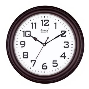SONAM Round Quartz <b>Wall</b> <b>Clock</b> Analog White Face <b>Black</b> Numbers Silent Traditional Design for Living Room - Product Image 1