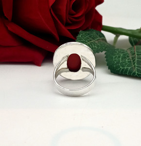 Anillo de Coral Rojo Natural, Anillo de Piedra de Coral Hecho a Mano, Joyería de Cristal Curativo, Regalo para Niñas y Mujeres - Product Image 4
