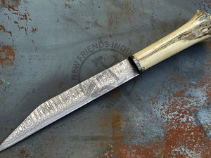 Cuchillo Vikingo Seax de Damasco Forjado a Mano, Nueva Edición, con Mango de Hueso de Camello, Cuchillo de Caza y Supervivencia Coleccionable, Cuchillo Sax Medieval - Product Image 3