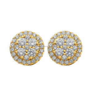 Pendientes de Diamantes Cultivados en Laboratorio, Diseño de Clúster, Plata de Ley 925, Chapados en Oro, Joyería Elegante de Primera Calidad - Product Image 1