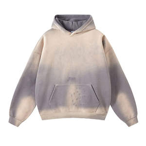 เสื้อฮู้ดดี้โอเวอร์ไซส์ย้อมสีไล่เฉดแบบยูนิเซ็กซ์ ผ้าฝ้ายเฟรนช์เทอร์รี่ แขนปกติ ดีไซน์กระเป๋าเสื้อ เหมาะสำหรับใส่ในฤดูใบไม้ร่วง - Product Image 1