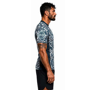 Rashguard MMA à manches courtes avec logo personnalisé, impression numérique, polyester/coton, séchage rapide - Product Image 3