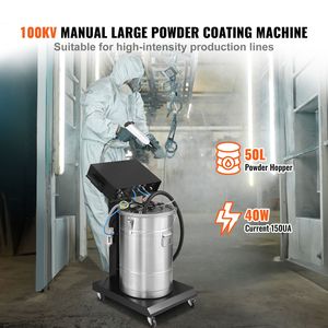 Sistema de Recubrimiento en Polvo Electrostático de 40 W y 100 KV, Kit con Tolva de Polvo de 50 L, 450 g por Minuto, Maquinaria para Recubrimiento de Metales - Product Image 2