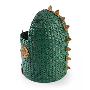 Handmade Dinosaur Water Hyacinth <b>Basket</b> Animal Toy Storage Bin Natural Laundry <b>Hamper</b> <b>For</b> Nursery Playroom Kids Room Home Decor - Product Image 4