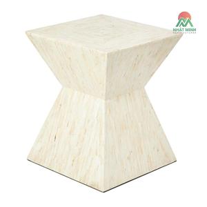 Table d'appoint en forme de sablier en nacre faite à la main - Gris ou Beige - Beige - Product Image 3