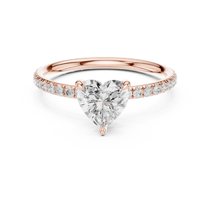 Bague de fiançailles classique en or 10k 14k 18k avec diamant de laboratoire taille cœur 1 carat, rapport IGI, diamant VS DEF pour anniversaire et mariage - Product Image 1