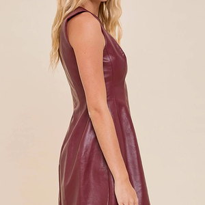 Women's Premium Quality Genuine Leather Dress Breathable Hot Trending Solid Pattern 100% Leather Plain Dyed Dress For Women - Product Image 2