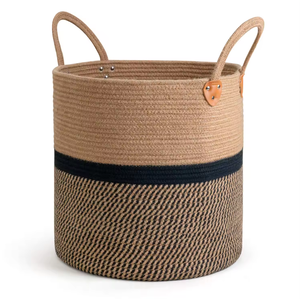Natural Fiber Jute <b>Basket</b> – Strong Eco Friendly <b>Storage</b> <b>Basket</b> for Home Organization and Interior Styling - Product Image 1