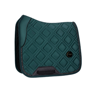 Tapis de selle équestre haut de gamme élégant en satin respirant avec rembourrage en polyester, tissu premium pour le saut d'obstacles, équipement d'équitation en gros - Product Image 1