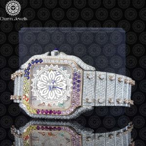 Montre pour homme Charm Jewells en acier inoxydable, boîtier carré de 40 mm, accents de diamants, analogique, luxe, mode, mouvement mécanique, date automatique - Product Image 2