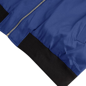 Blouson bomber bleu marine pour homme, couleur unie, fermeture éclair, vêtement décontracté pour l'automne, coupe classique, 100% polyester - Product Image 4