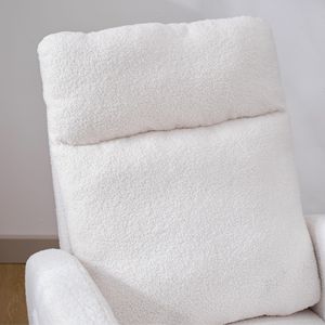 Schienale alto moderno accento sedia a dondolo in legno massello con gambe per vivaio imbottito a dondolo sedia comoda per soggiorno - Product Image 4