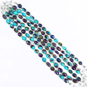 Cuentas de Turquesa Azul Mohave en Forma de Pepita 6x8 8x10mm, Cuentas de Piedra Preciosa de Turquesa Natural Lisa, Hilo de 8 Pulgadas para Fabricación de Joyas al por Mayor - Product Image 2