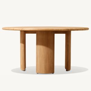 Table ronde en teck au style moderne et épuré, idéale pour l'extérieur, distinctive et durable - Product Image 1