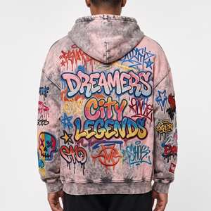 Sudadera con Capucha Personalizada con Bordado y Estampado Graffiti, Lavado Ácido, para Hombre, Tela de Felpa de 480g, Impresión por Descarga para Otoño - Product Image 6