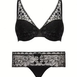 2026 <b>Women's</b> Sexy Bra Lingerie Set Lace Underwire Full Cup <b>Boyshort</b> French Style Floral Pattern Wrap Chest Strap Three-Point - Product Image 4