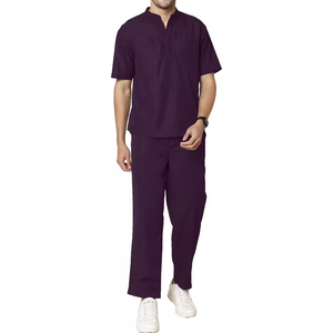 Conjunto de Uniforme Médico con Cuello en V Color Morado Oscuro, Uniforme de Enfermería de Manga Corta, Ropa de Trabajo Profesional para Personal de Clínica - Product Image 2