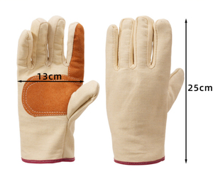 Gants de protection en cuir de vachette, résistants à l'usure, isolants thermiquement, antidérapants, avec dos jaune en tissu, double couche de daim. - Product Image 3