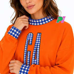 Sweat-shirt à col montant Georgia State avec lettrage et bordures à carreaux, sweat-shirt personnalisé à col montant GA, vêtement d'hiver - Product Image 6