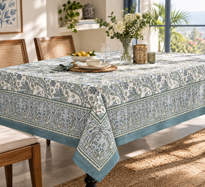 Ridhi Modern Classic Floral Printed Cotton Customizable Handmade Eco-Friendly Durable Washable Outdoor Rectangle <b>Tablecloth</b> - Product Image 3