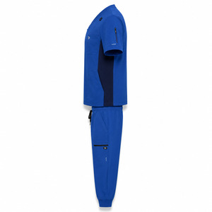 Private Label Unisex Blue Polyester <b>Scrub</b> <b>Set</b> With Zip Pockets For Hospital Use Dental Clinic Spa Beauty Salon - Product Image 4