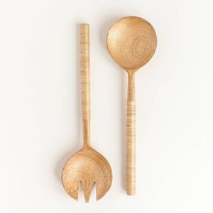 Premium Design Rattan <b>Salad</b> <b>Server</b> Wooden <b>Salad</b> <b>Server</b> With Rattan Handle <b>Salad</b> Tools <b>Salad</b> <b>Server</b> At Factory Wholesale Price - Product Image 3